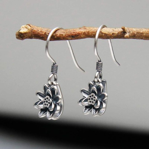 925 Sterling Silver Lotus Flower Enlightenment Earrings 925 Sterling Silver Lotus Flower Enlightenment Earrings