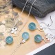 925 Sterling Silver Aquamarine Leaf Flower Peace Earrings Set 925 Sterling Silver Aquamarine Leaf Flower Peace Earrings Set