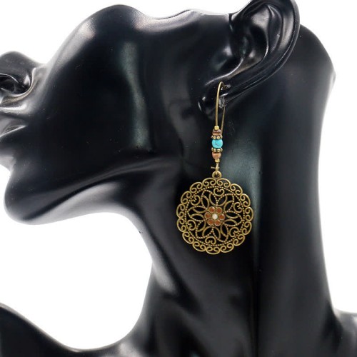 Round Flower Luck Drop Earrings Round Flower Luck Drop Earrings