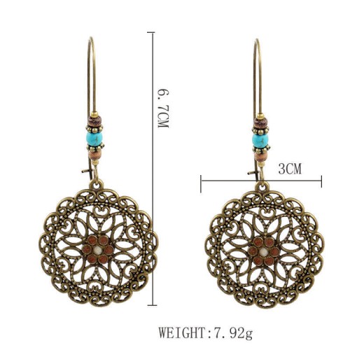 Round Flower Luck Drop Earrings Round Flower Luck Drop Earrings