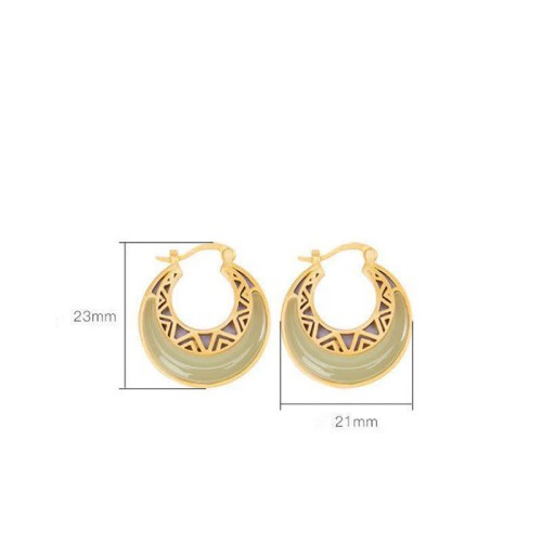 Crescent Moon Jade Prosperity Drop Earrings Crescent Moon Jade Prosperity Drop Earrings