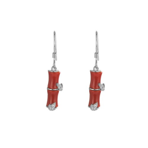 925 Sterling Silver Hetian Jade Cat Eye Bamboo Luck Drop Earrings 925 Sterling Silver Hetian Jade Cat Eye Bamboo Luck Drop Earrings