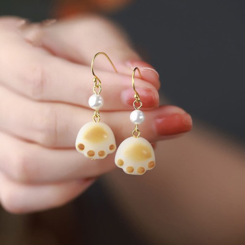 Bodhi Seed Cat Paw Claw Peace Drop Earrings Bodhi Seed Cat Paw Claw Peace Drop Earrings