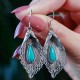 925 Sterling Silver Turquoise Bodhi Leaf Protection Drop Earrings 925 Sterling Silver Turquoise Bodhi Leaf Protection Drop Earrings