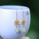 Hetian Jade Flower 14K Gold-Plated Luck Drop Earrings