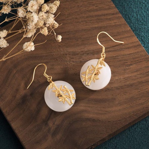 Feng Shui White Jade Fortune Earrings Feng Shui White Jade Fortune Earrings