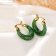 925 Sterling Silver Gold-Plated Hetian Cyan Jade Luck Drop Earrings 925 Sterling Silver Gold-Plated Hetian Cyan Jade Luck Drop Earrings