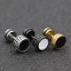 Titanium Steel Men’s Balance Round Stud Earrings
