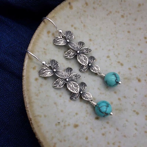 925 Silver Turquoise Lazurite Serenity Protection Earrings 925 Silver Turquoise Lazurite Serenity Protection Earrings