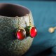 Round Red Corundum Confidence Drop Earrings Round Red Corundum Confidence Drop Earrings