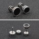 Titanium Steel Men’s Balance Round Stud Earrings