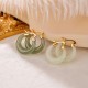 Round Jade Cyan Jade Prosperity Luck Earrings Round Jade Cyan Jade Prosperity Luck Earrings