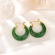 925 Sterling Silver Gold-Plated Hetian Cyan Jade Luck Drop Earrings 925 Sterling Silver Gold-Plated Hetian Cyan Jade Luck Drop Earrings