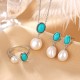 925 Silver Pearl Turquoise Healing Wisdom Jewelry Set 925 Silver Pearl Turquoise Healing Wisdom Jewelry Set