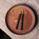 925 Sterling Silver Ebony Wood Texture Peace Drop Earrings 925 Sterling Silver Ebony Wood Texture Peace Drop Earrings