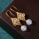 24K Gold Plated Round Chalcedony Positive Earrings 24K Gold Plated Round Chalcedony Positive Earrings