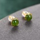 925 Sterling Silver Gold-Plated Hetian Cyan Jade Luck Stud Earrings 925 Sterling Silver Gold-Plated Hetian Cyan Jade Luck Stud Earrings