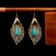 925 Sterling Silver Turquoise Bodhi Leaf Protection Drop Earrings 925 Sterling Silver Turquoise Bodhi Leaf Protection Drop Earrings