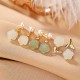 925 Sterling Silver Plated Gold Jade Rose Flower Cyan Jade Pearl Earrings 925 Sterling Silver Plated Gold Jade Rose Flower Cyan Jade Pearl Earrings