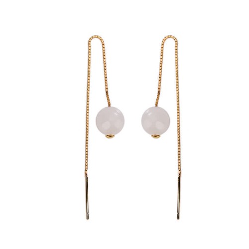 925 Sterling Silver White Jade Happiness Drop Earrings 925 Sterling Silver White Jade Happiness Drop Earrings