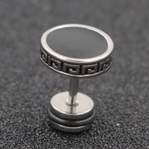 Titanium Steel Men’s Balance Round Stud Earrings