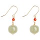 925 Sterling Silver 14K Gold-Plated Hetian Jade Red Agate Luck Earrings 925 Sterling Silver 14K Gold-Plated Hetian Jade Red Agate Luck Earrings