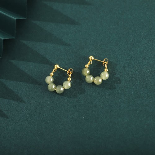 925 Sterling Silver Hetian Jade Red Agate Abundance Earrings 925 Sterling Silver Hetian Jade Red Agate Abundance Earrings