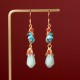 Magnolia Flower Jade Luck Prosperity Drop Earrings Magnolia Flower Jade Luck Prosperity Drop Earrings