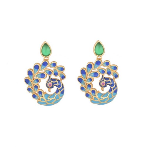 White Peacock Green Agate Fortune Earrings White Peacock Green Agate Fortune Earrings