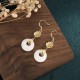 Feng Shui White Jade Blessing Earrings