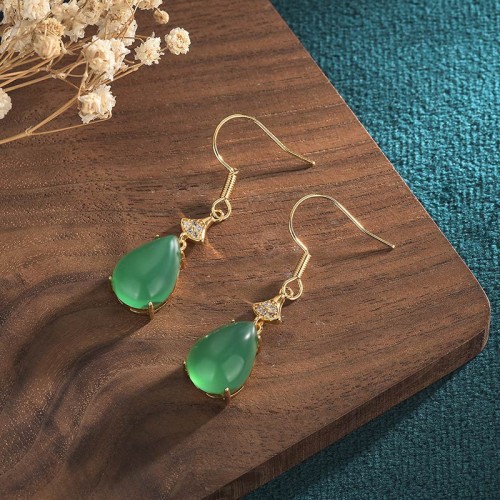 Cyan Jade Luck Drop Earrings Cyan Jade Luck Drop Earrings