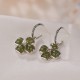 925 Sterling Silver Cyan Jade Four Leaf Clover Luck Earrings 925 Sterling Silver Cyan Jade Four Leaf Clover Luck Earrings