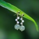 Hetian Jade Flower 14K Gold-Plated Luck Drop Earrings
