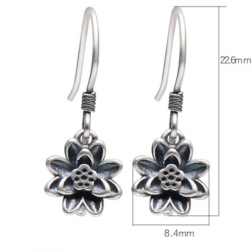 925 Sterling Silver Lotus Flower Enlightenment Earrings 925 Sterling Silver Lotus Flower Enlightenment Earrings