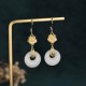 Feng Shui White Jade Blessing Earrings