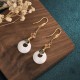 Feng Shui White Jade Blessing Earrings