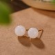 925 Sterling Silver Round White Jade Blessing Stud Earrings 925 Sterling Silver Round White Jade Blessing Stud Earrings