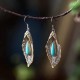 925 Sterling Silver Turquoise Bodhi Leaf Protection Drop Earrings 925 Sterling Silver Turquoise Bodhi Leaf Protection Drop Earrings