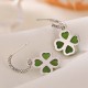925 Sterling Silver Cyan Jade Four Leaf Clover Luck Earrings 925 Sterling Silver Cyan Jade Four Leaf Clover Luck Earrings