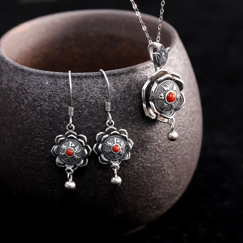 925 Sterling Silver Om Mani Padme Hum Lotus Peace Jewelry Set 925 Sterling Silver Om Mani Padme Hum Lotus Peace Jewelry Set