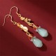 Magnolia Flower Jade Luck Prosperity Drop Earrings Magnolia Flower Jade Luck Prosperity Drop Earrings