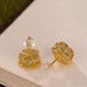 925 Sterling Silver Hetian Jade Plum Flower Luck Stud Earrings 925 Sterling Silver Hetian Jade Plum Flower Luck Stud Earrings