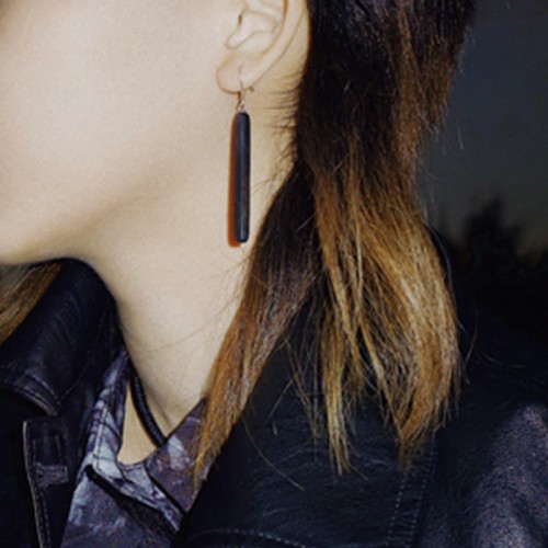 925 Sterling Silver Ebony Wood Texture Peace Drop Earrings 925 Sterling Silver Ebony Wood Texture Peace Drop Earrings