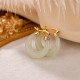 Round Jade Cyan Jade Prosperity Luck Earrings Round Jade Cyan Jade Prosperity Luck Earrings