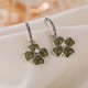 925 Sterling Silver Cyan Jade Four Leaf Clover Luck Earrings 925 Sterling Silver Cyan Jade Four Leaf Clover Luck Earrings
