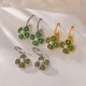 925 Sterling Silver Cyan Jade Four Leaf Clover Luck Earrings 925 Sterling Silver Cyan Jade Four Leaf Clover Luck Earrings