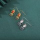 925 Sterling Silver Hetian White Jade Red Agate Fish Happiness Earrings 925 Sterling Silver Hetian White Jade Red Agate Fish Happiness Earrings