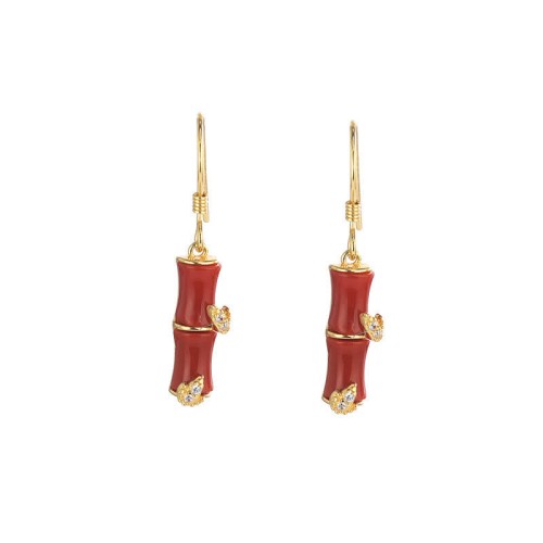 925 Sterling Silver Hetian Jade Cat Eye Bamboo Luck Drop Earrings 925 Sterling Silver Hetian Jade Cat Eye Bamboo Luck Drop Earrings