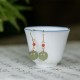 925 Sterling Silver 14K Gold-Plated Hetian Jade Red Agate Luck Earrings 925 Sterling Silver 14K Gold-Plated Hetian Jade Red Agate Luck Earrings