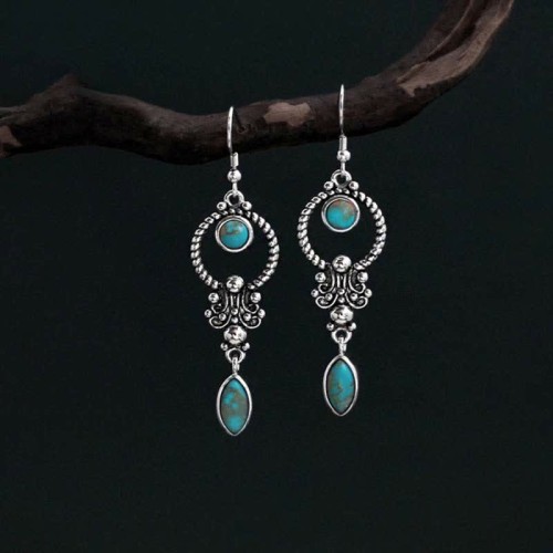 925 Sterling Silver Vintage Turquoise Waterdrop Earrings 925 Sterling Silver Vintage Turquoise Waterdrop Earrings
